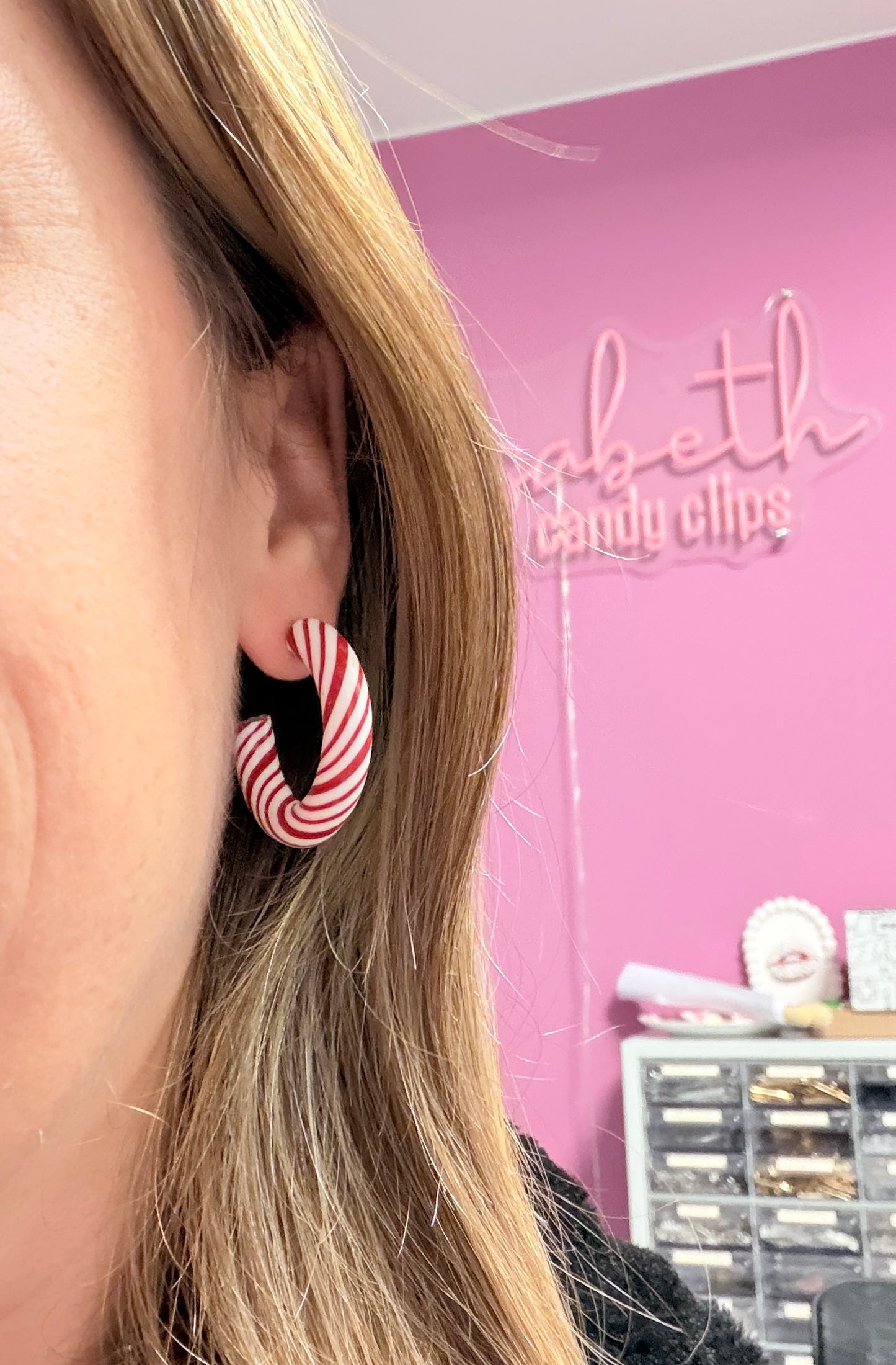 Oorbellen Candy Cane RVS