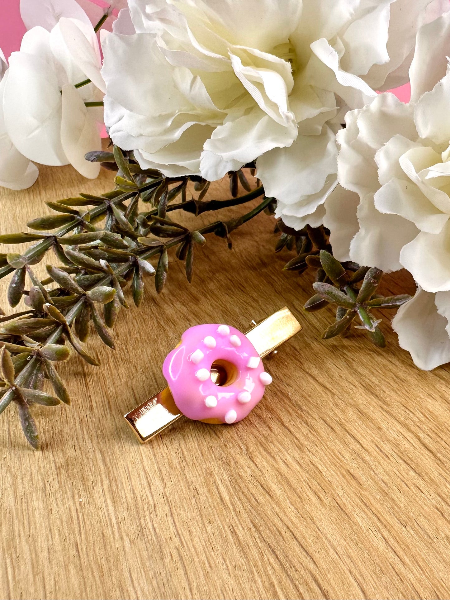 Speldje donut roze marshmallow goud