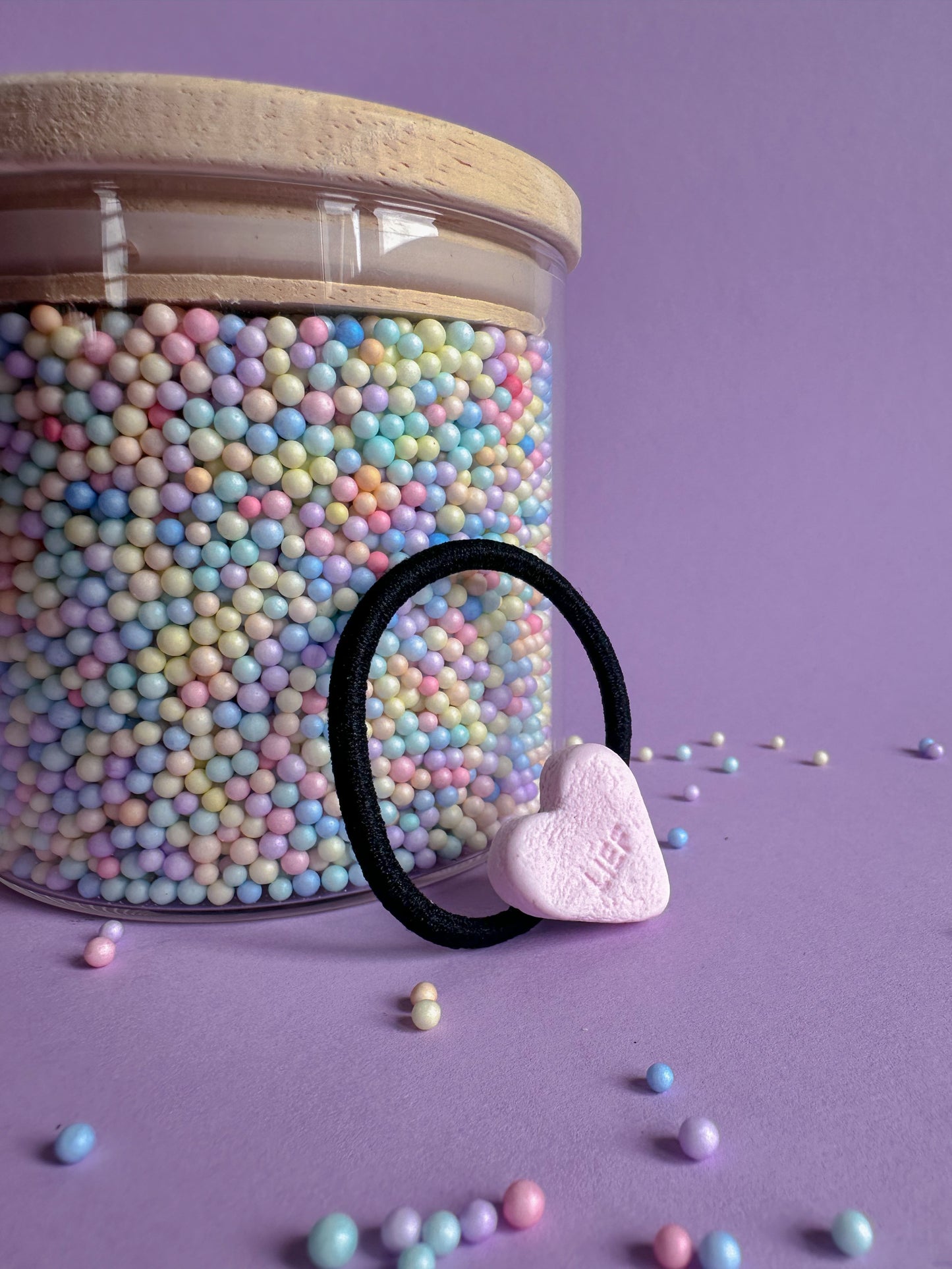 Elastiek Hart klein 'lief' - roze
