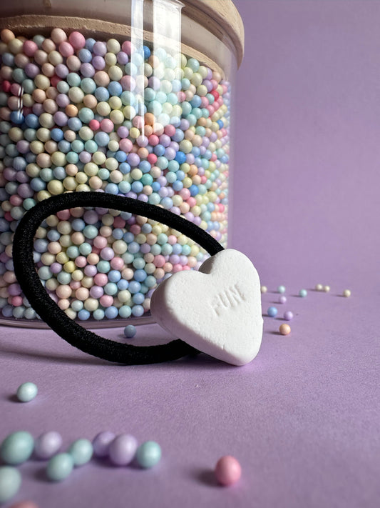 Elastiek Hart klein 'fun' - wit