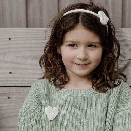 Button Hart groot 'geluk' - wit