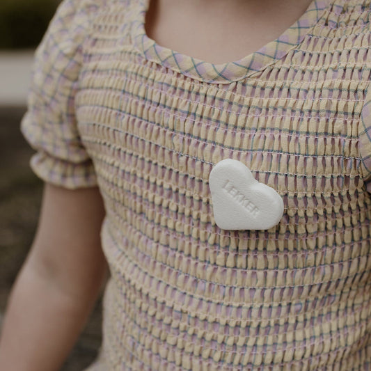 Button Hart groot 'Lekker' - wit