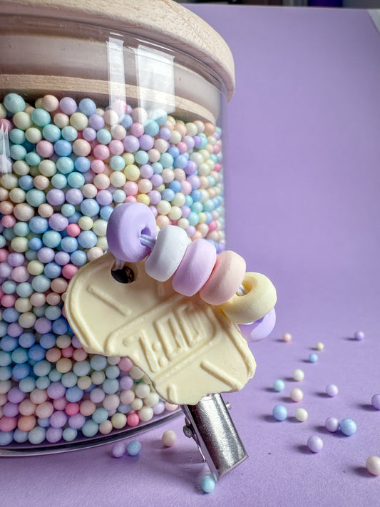 Speldje zilver Snoephorloge