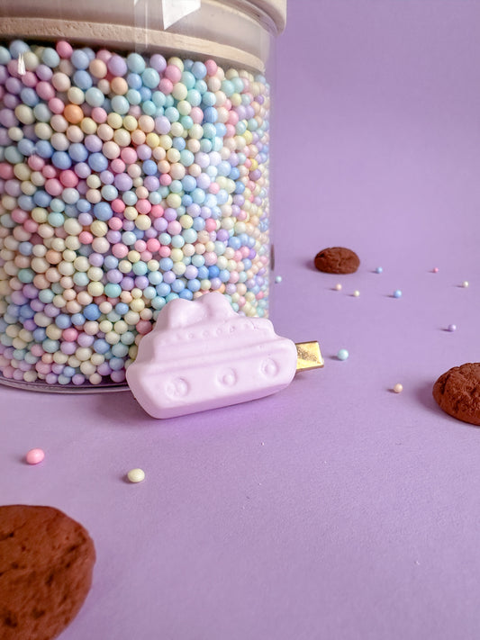 Speldje goud schuimpje Stoomboot roze