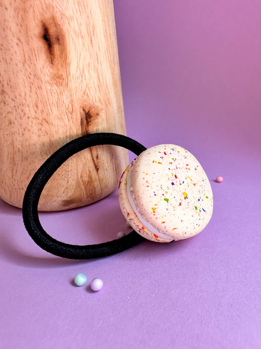 Elastiek macaron regenboogconfetti - nude