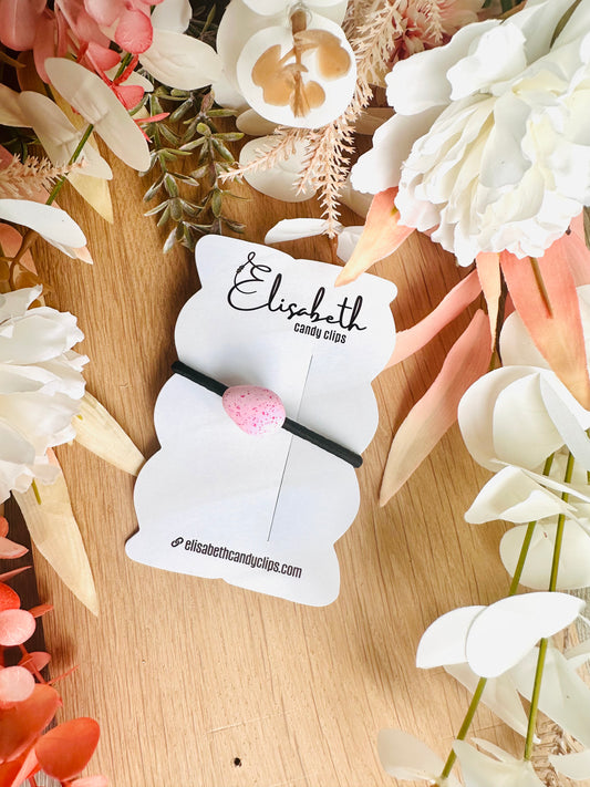 Elastiek paaseitje spikkels zachtroze