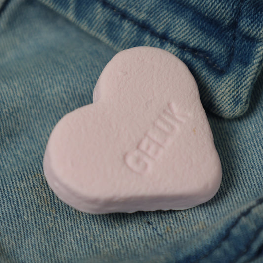 Button Hart groot 'Geluk' - roze